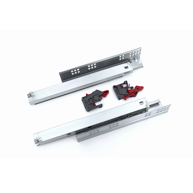 Tre-seksjonsbuffer rebound Damping Hidden Cabinet Drawer Bottom Support Slide