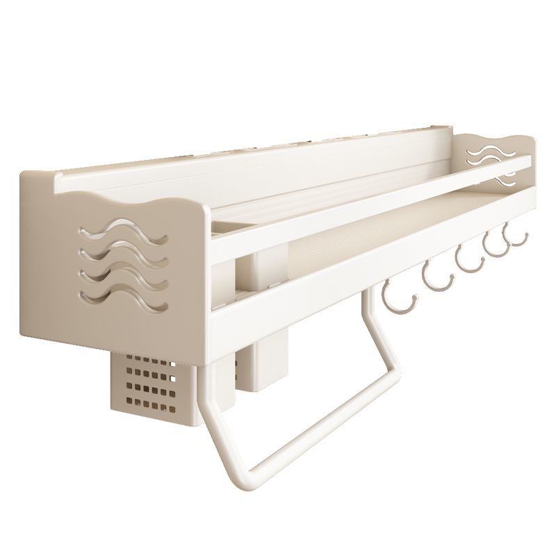 Punch-fri veggmontert integrert oppbevaringsstativ Kitchen Rack hvit kniv og spisepinne kombinasjonsrack